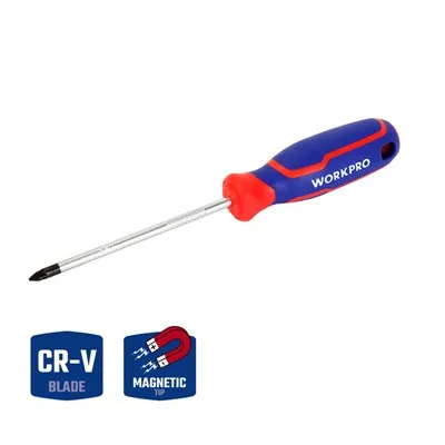 WORKPRO CR-V POZI SKRUETRÆKKER MED TRI-FARVEHÅNDTAG, PZ0X75MM